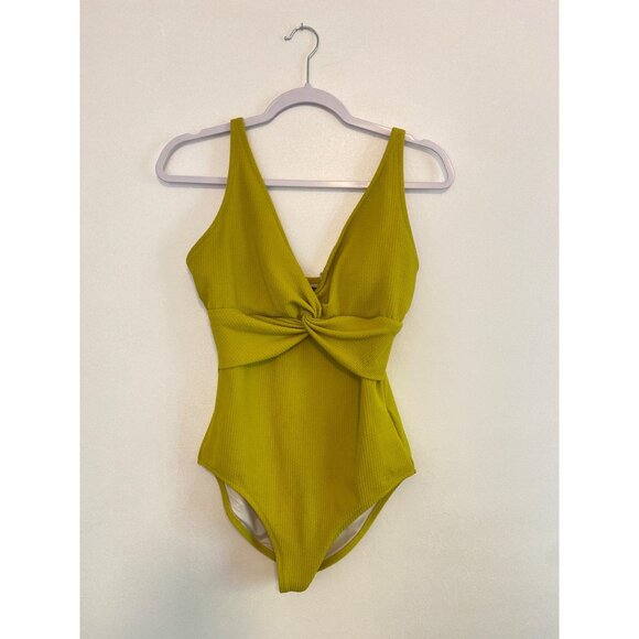 Old Navy Other - Old Navy Women’s Chartreuse Textured One-Piece Swimsuit With Twist Front Size M